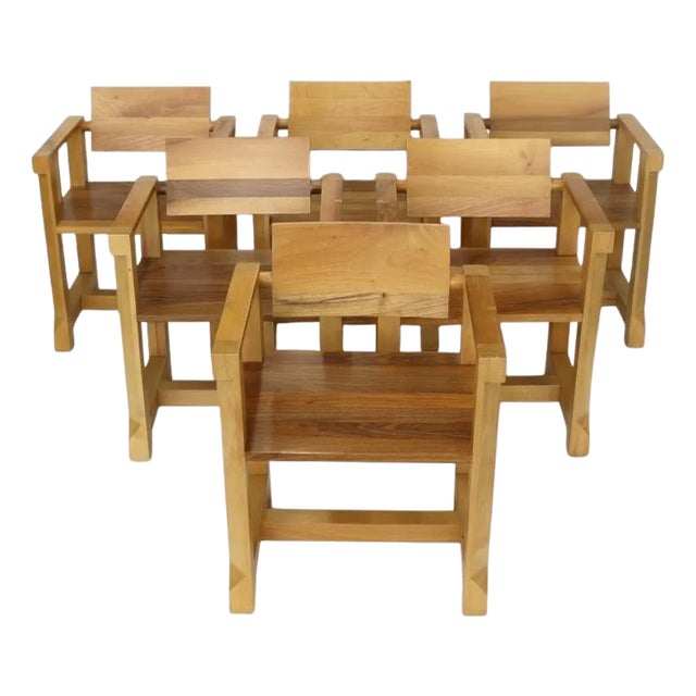 1970s Set of Six Italian Modernist Armchairs For Sale