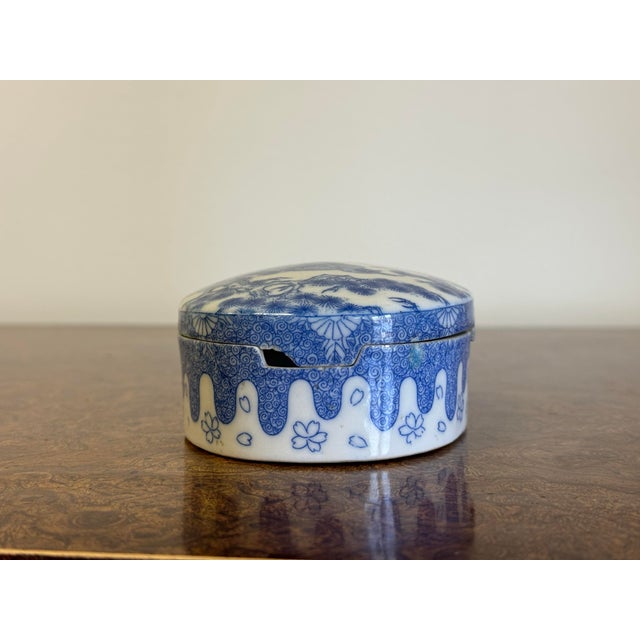 Ceramic Vintage Porcelain Chinoiserie Style Peacock Motif Lidded Box For Sale - Image 7 of 10