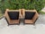 Vintage Postmodern Rolled Arm Club Chairs With Brass Ball Casters, a Pair For Sale - Image 9 of 12