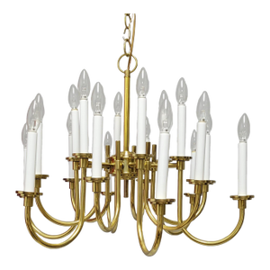 Vintage Brass Chandelier- 12 Light in Style of Tommi Parzinger