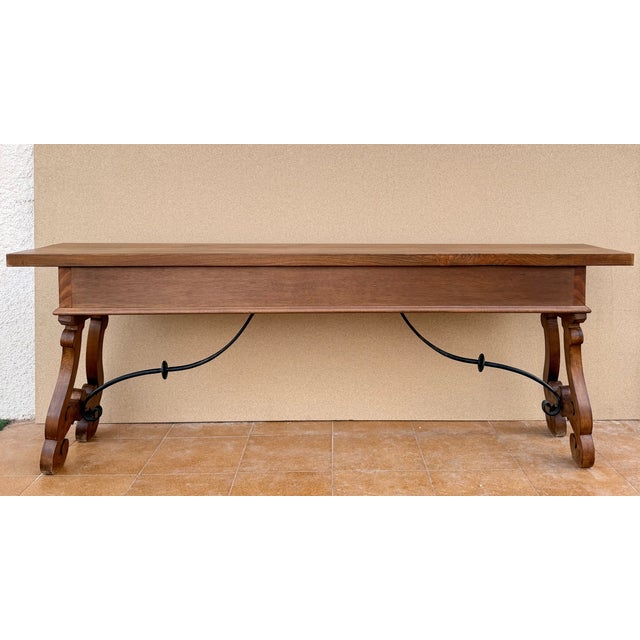 Spanish Rustic Carved Wood Console Table , Mid-20th Century For Sale - Image 13 of 14