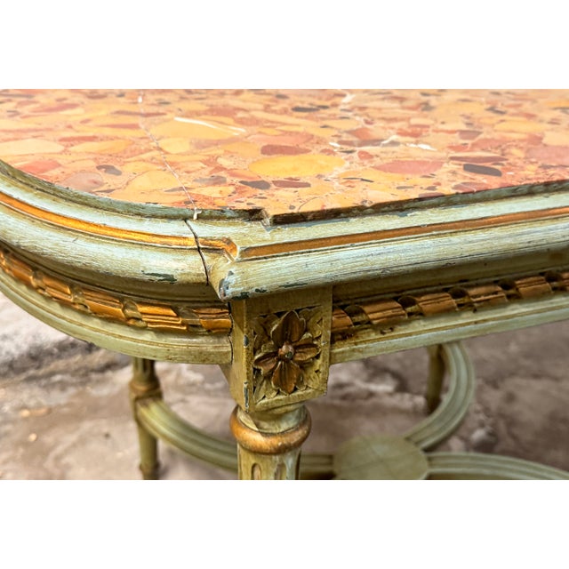 1900 - 1909 Early 20th Century Louis XVI Style Marble Top Side Table For Sale - Image 5 of 13