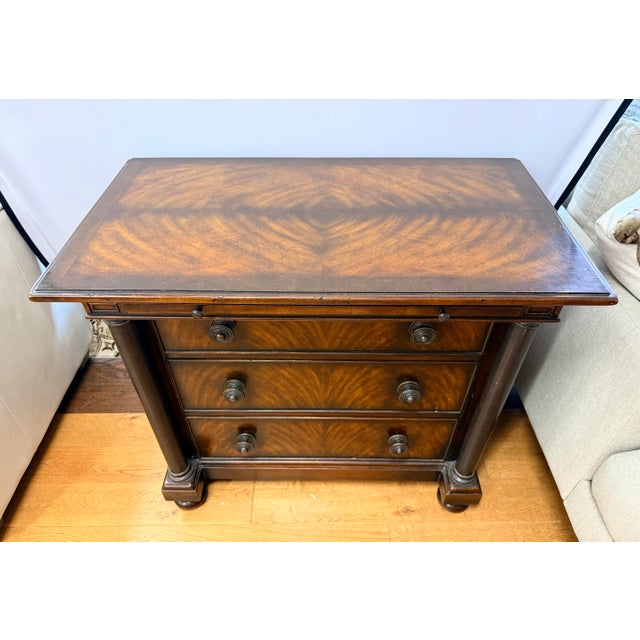 Elegant three drawer chest with additional slide out secretary shelf/table. Perfect for bedroom or library or office....