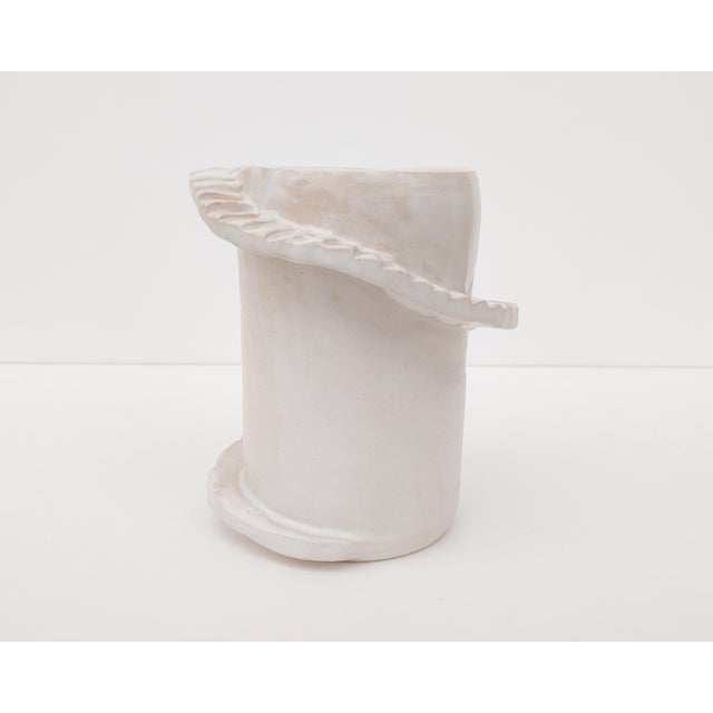 Ceramic Spiral Staircase Vase in Matte White by Fizzy Ceramics For Sale In Los Angeles - Image 6 of 6