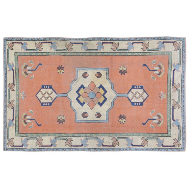 1960s Vintage Turkish Anatolian Hand Knotted Rug With Organic Wool and Soft Texture,4'3"X7' For Sale - Image 4 of 4