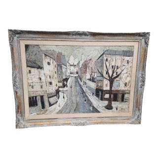 Mid 20th Century Charles Levier Monumental Oil on Board Original Painting For Sale