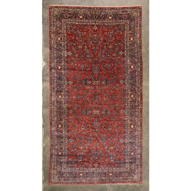 Ruby Red Antique Persian Qazvin Rug - 11'00 x 21'00 For Sale - Image 8 of 10
