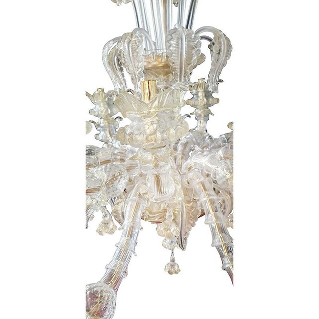 Murano Glass Chandelier in Gold Crystal in the style of Rezzonico, 1930s For Sale - Image 6 of 10