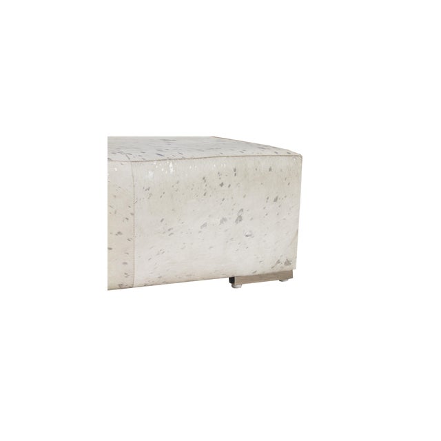 2020s Pasargad Home Safari Silver Foil Cowhide Ottoman For Sale - Image 5 of 5