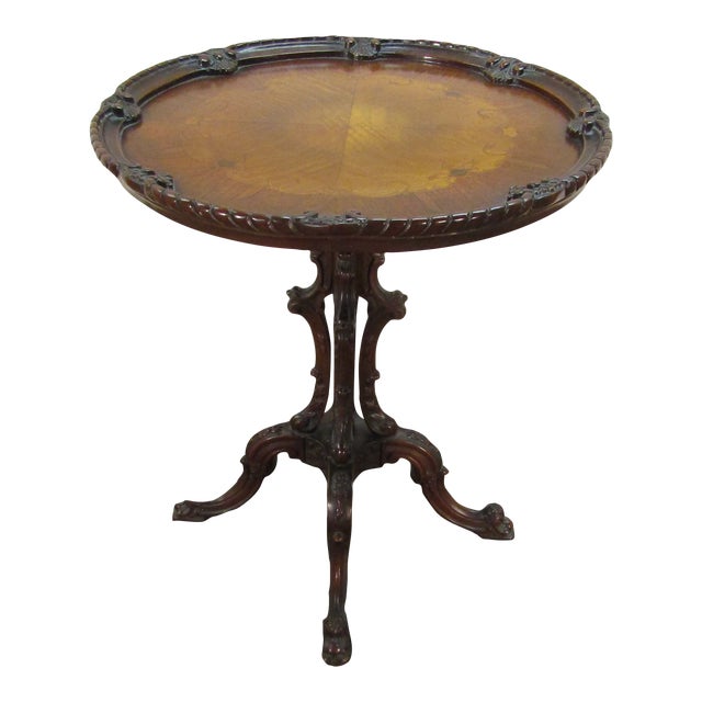 Beautiful Walnut French Style Carved Lamp Table For Sale