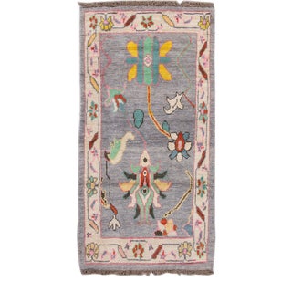 Colorful Modern Oushak Handmade Wool Rug For Sale