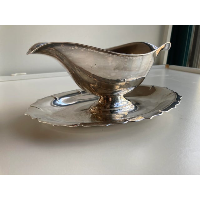 Metal Vintage International Silver Plate Gravy Boat For Sale - Image 7 of 7