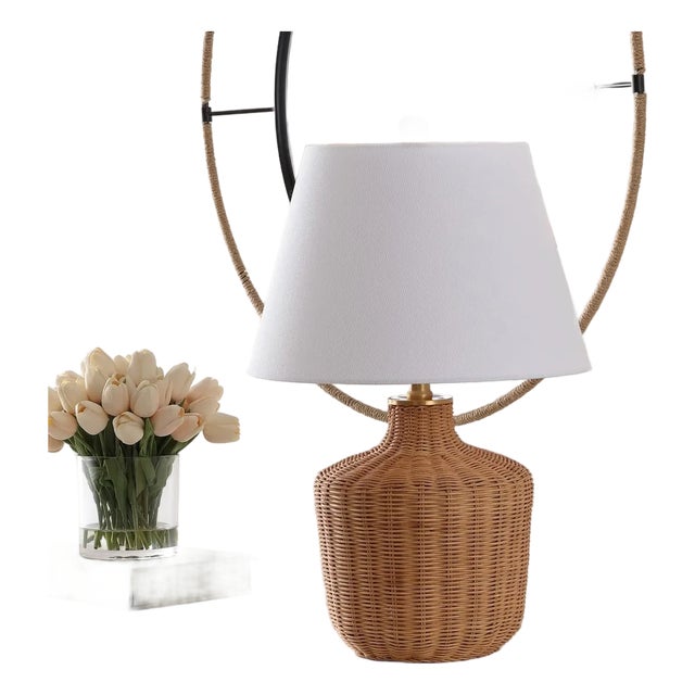 Illuminate your space with the SAOLIA 22 inch natural rattan table lamp. Its elegant design effortlessly blends the warmth...