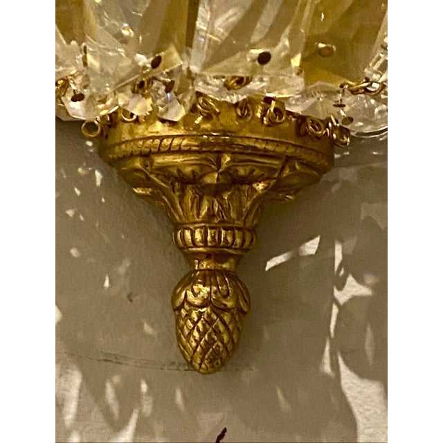 Rococo Vintage French Rococo Chandelier Style Crystal Brass Wall Sconce For Sale - Image 3 of 8