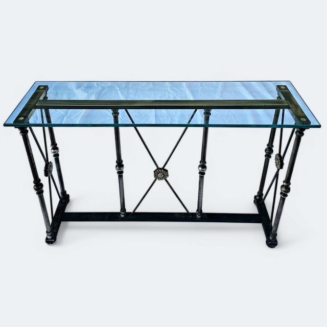 Maison Jansen Vintage Maison Jansen Style Brass and Glass Diminutive Console For Sale - Image 4 of 9