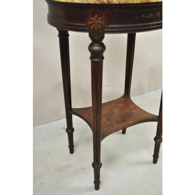Early 20th Century Antique French Louis XVI Style Victorian Oval Marble Top Accent End Side Table For Sale - Image 5 of 12