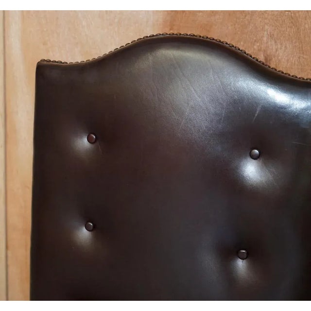 Buttoned Occasional Desk Chair in Brown Leather from George Smith For Sale - Image 4 of 15