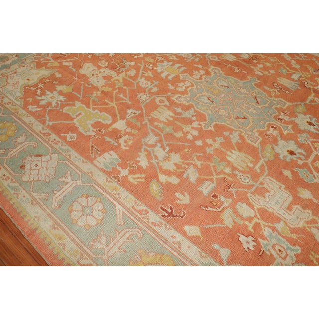 Large Orange Antique Oushak Rug - 11'7" x 15'6" For Sale - Image 17 of 18