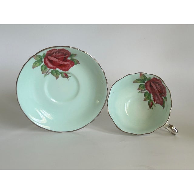 Traditional Vintage Paragon English Bone China Rose Teacup and Saucer For Sale - Image 3 of 11