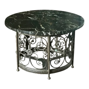 20th Century French Art Deco Iron and Marble Side or Small Coffee Table