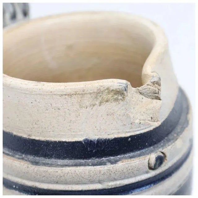 18th Century German Westwald Stoneware Pottery Pewter Mounted Ale Tankard For Sale - Image 5 of 10