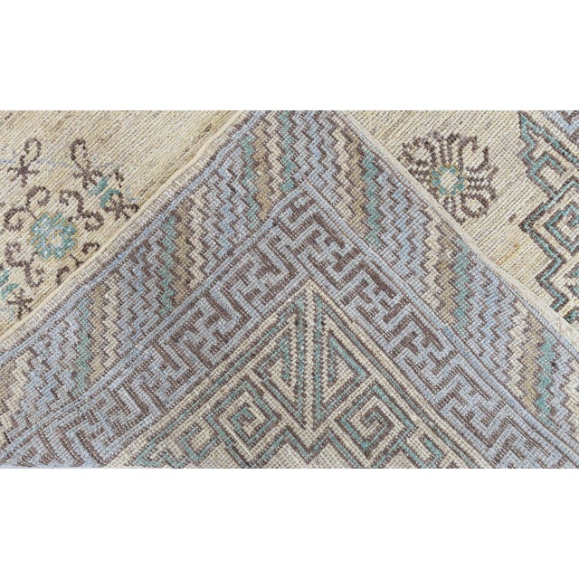 Beige Samarkand-Inspired Traditional Greek-Key Meander Border Beige Carpet "Aegean" For Sale - Image 8 of 8