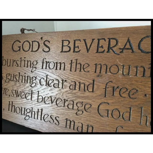 Folk Art Primitive, Folk Art Hand Carved Wood Sign, God's Beverage, Poetry For Sale - Image 3 of 9