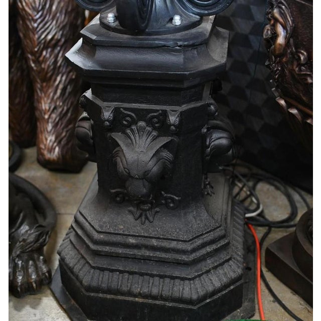 You are viewing a giant French cast iron street lamp / light Features five lanterns to the top with frosted glass Great...