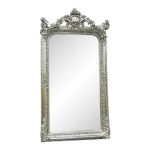 French Style Silver Mirror With Angels Details