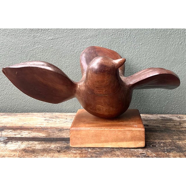 Vintage Carved Wood Bird Sculpture For Sale - Image 11 of 12