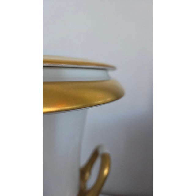 Vintage Belgian Cerabel Baudour White and Gold Empire-Style Covered Porcelain Urn For Sale In New York - Image 6 of 18