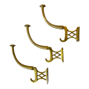 1980s Solid Brass Chippendale Hooks After P. E. Guerin - Set of Three