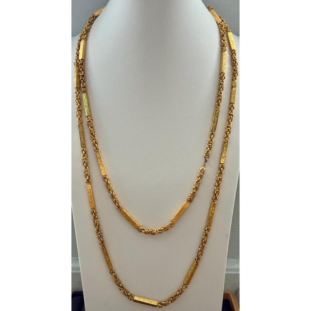 Early 21st Century Vintage 63 Gm 18 Karat Yellow Gold Handmade Chain 30 Inch Unique Opera Length For Sale - Image 5 of 18