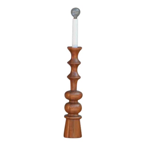 Pair of elegant turned wood candlestick mantel lights