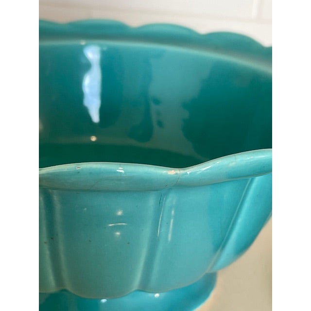 Mid 20th Century Turquoise Ceramic Bowl With Lid, Vintage For Sale - Image 12 of 15
