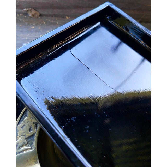 Mid 20th Century Japanese Red & Black Lacquer Cigarette Box With Mother-of-Pearl Inlay & Brass Ash Receiver For Sale - Image 12 of 12