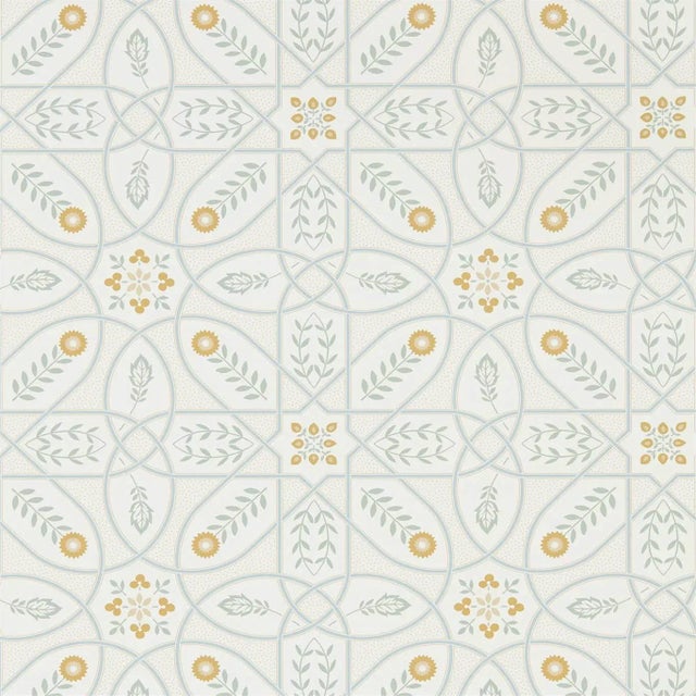 Morris & Co Brophy Trellis Wallpaper in Ivory Sage For Sale