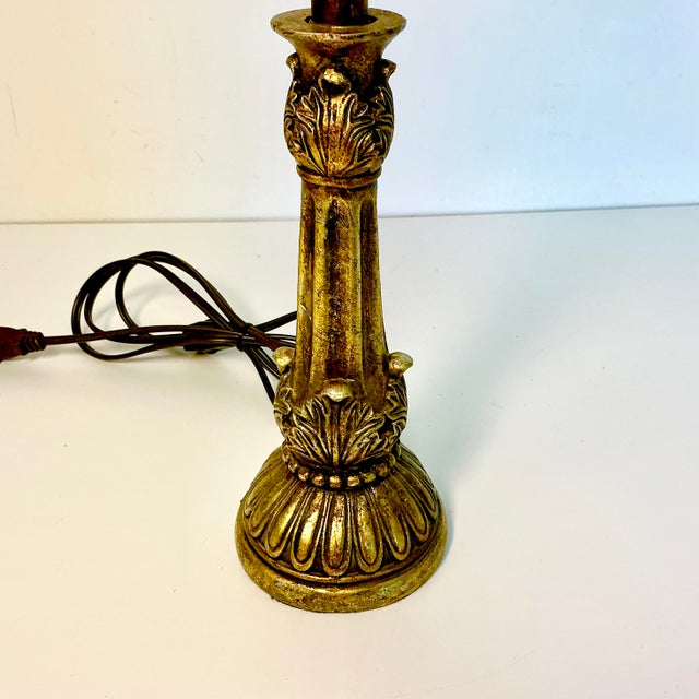 French Late 20th C Vintage French Neoclassical Acanthus Leaf Candlestick Nightlight Table Lamp For Sale - Image 3 of 14