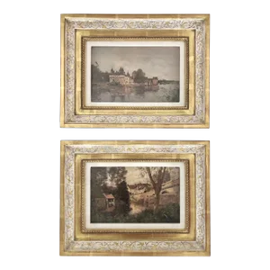 Petite Pair of European Country Landscapes by French Artist Paul Emile Lecompte (1877-1950)