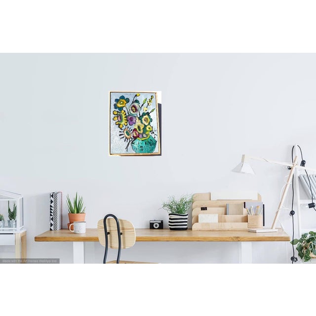 FREE Shipping: Bright and vibrant oil painting on wood panel. The painting is of a beautiful bouquet of flowers in a...