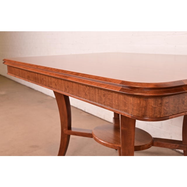 Brown John Widdicomb Art Deco Walnut and Burl Wood Dining Table, Newly Refinished For Sale - Image 8 of 13
