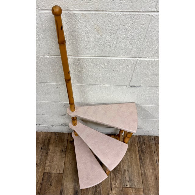 This is a gorgeous and rare set of vintage spiral library steps or step ladder made of rattan or bamboo. Very Boho! Solid...