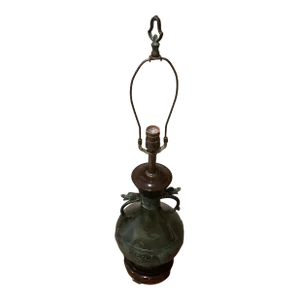 Early 20th Century Antique Bronze and Green Patina Lamp