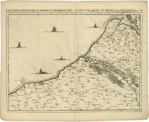 Antique Les Embouchures de la Somme et de Bresle Map, 1710s