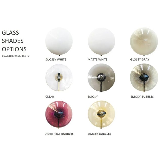 Metal Trio Satin Brass Amethyst Bubbles Glass Flush Mount by Fabio Ltd For Sale - Image 7 of 9