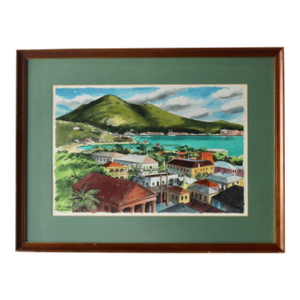 Charlotte Amalie, St. Thomas Watercolor by Ira Smith 1959