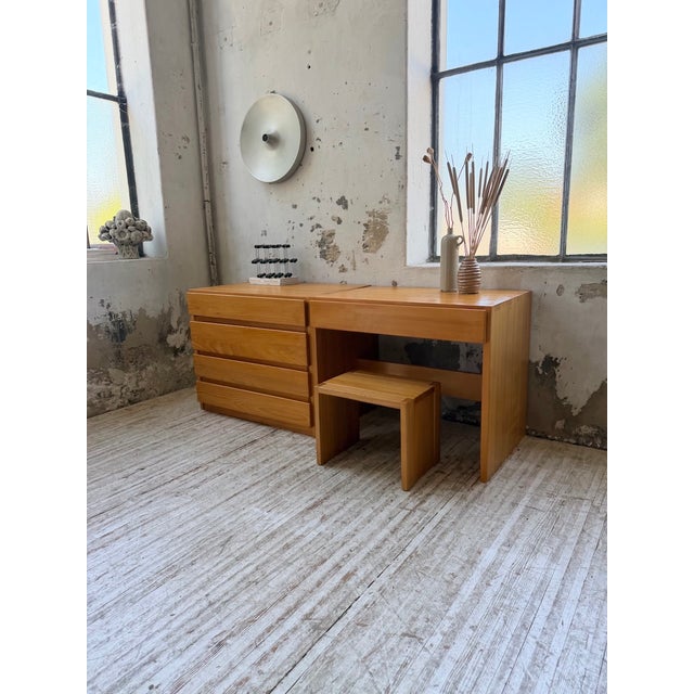 Savoie Desk, Chest of Drawers and Stool in Pine from Maison Regain, 1970s, Set of 4 For Sale - Image 9 of 18