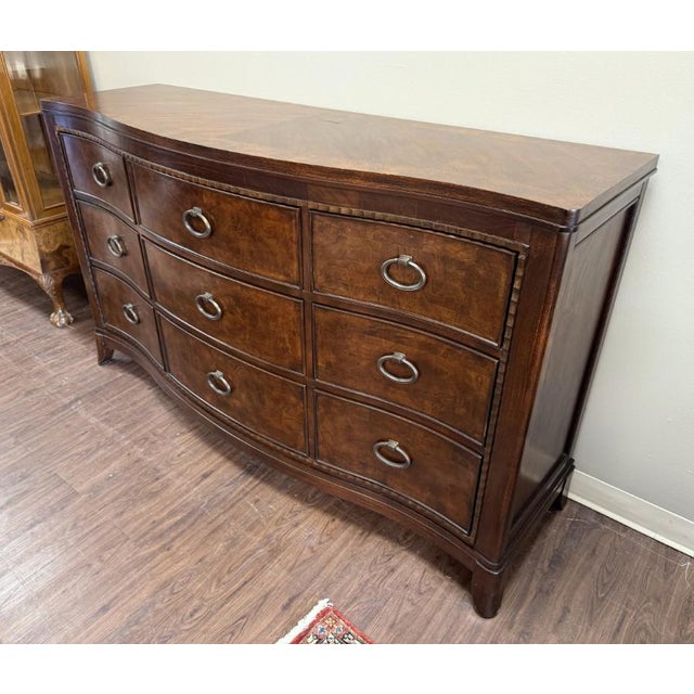2000 - 2009 Universal Furniture Transitional Burled-Finish Dresser With Mirror For Sale - Image 5 of 18