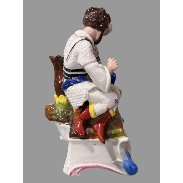 Antique Victorian Figural Porcelain Landscape Group of 2 Gents Playing Dice In very good condition showing some typical...