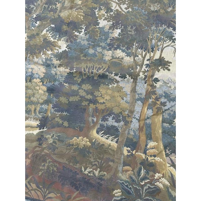 Blue Vintage French Jacquard Tapestry with Verdure Motif in the style of Aubusson, 1960s For Sale - Image 8 of 18
